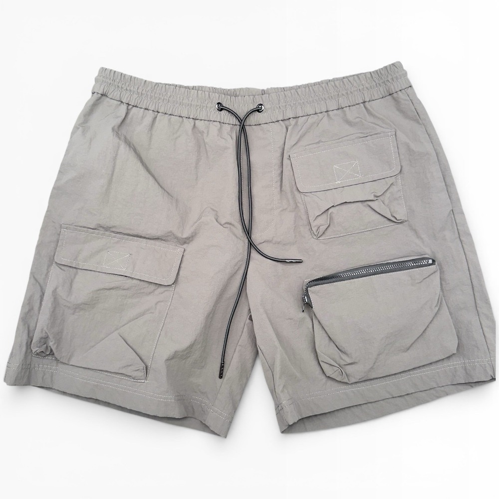 Richie Le Mens Cargo Shorts Size M Gray Nylon Multi Pocket Streetwear Gorpcore